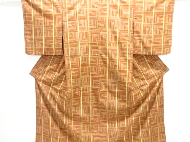 JAPANESE KIMONO / TSUMUGI / WOVEN GEOMETRIC
